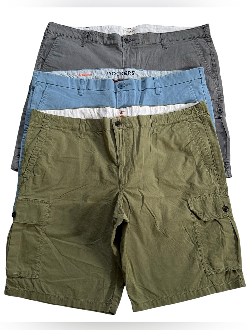 Lot of 3 Dockers Men’s Ultimate Cargo Shorts Size 44 Preppy Outdoor Hiking